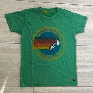 Aviator Nation Green Tee with Logo - size kids 12, fits women xs